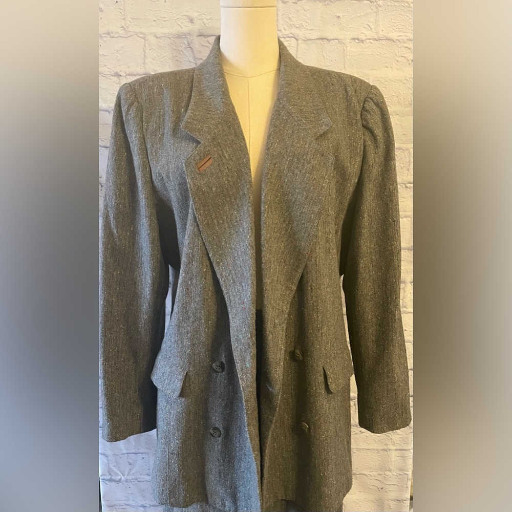 TOGETHER Women’s 2 PC Suit Gray Speckled Wool Blend Tweed  Size 14 - Picture 2 of 16